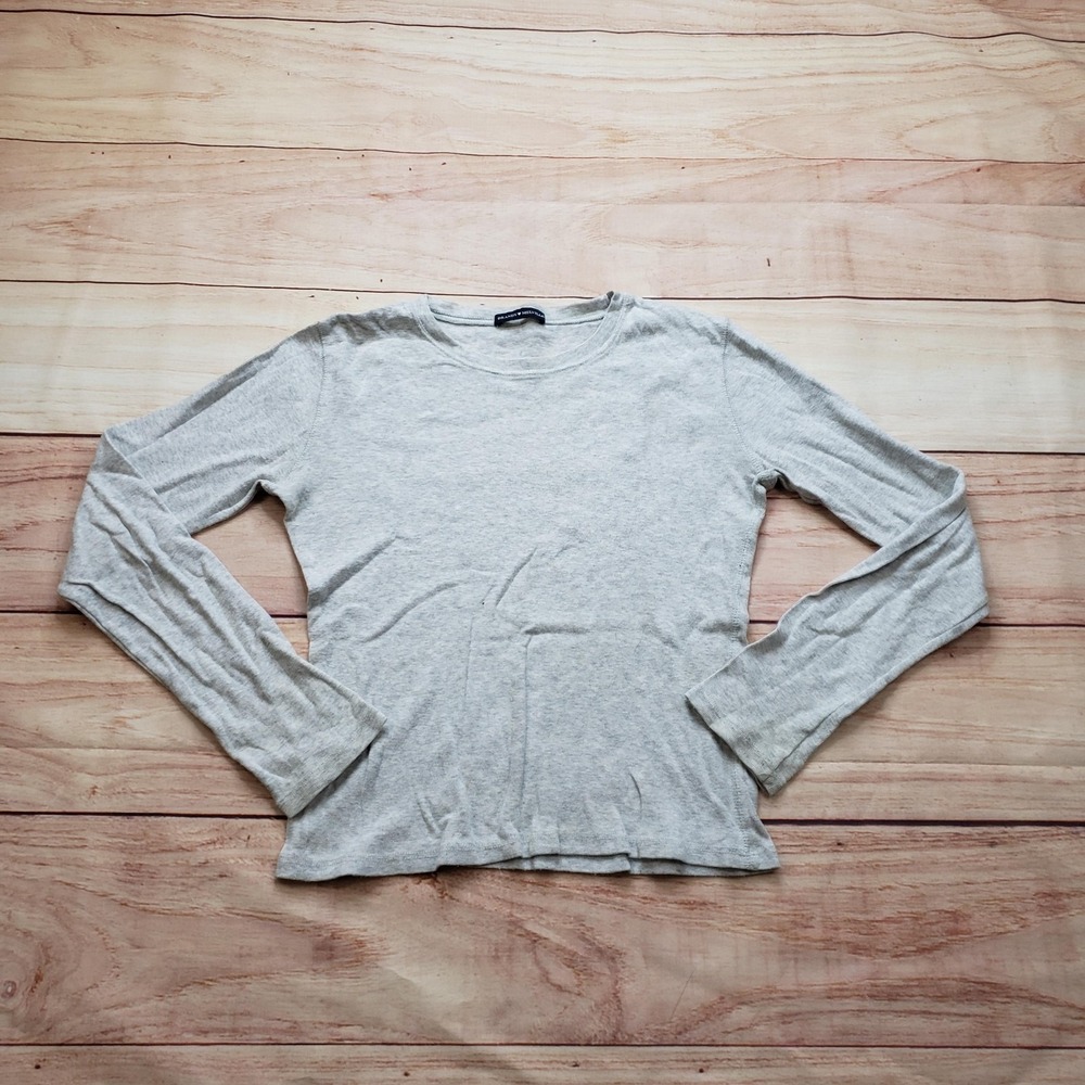Brandy Melville Top Womens OS Gray Pullover Crew Neck Shirt Lightweight Knit